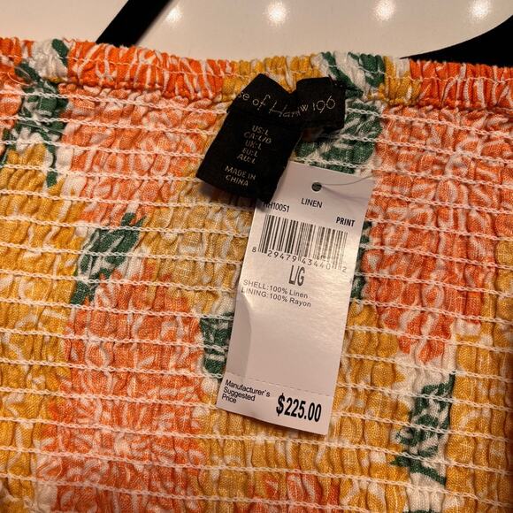 NWT House of Harlow 1960 Tropical Print Linen Puff Sleeve Babydoll Mini Dress - Picture 8 of 13